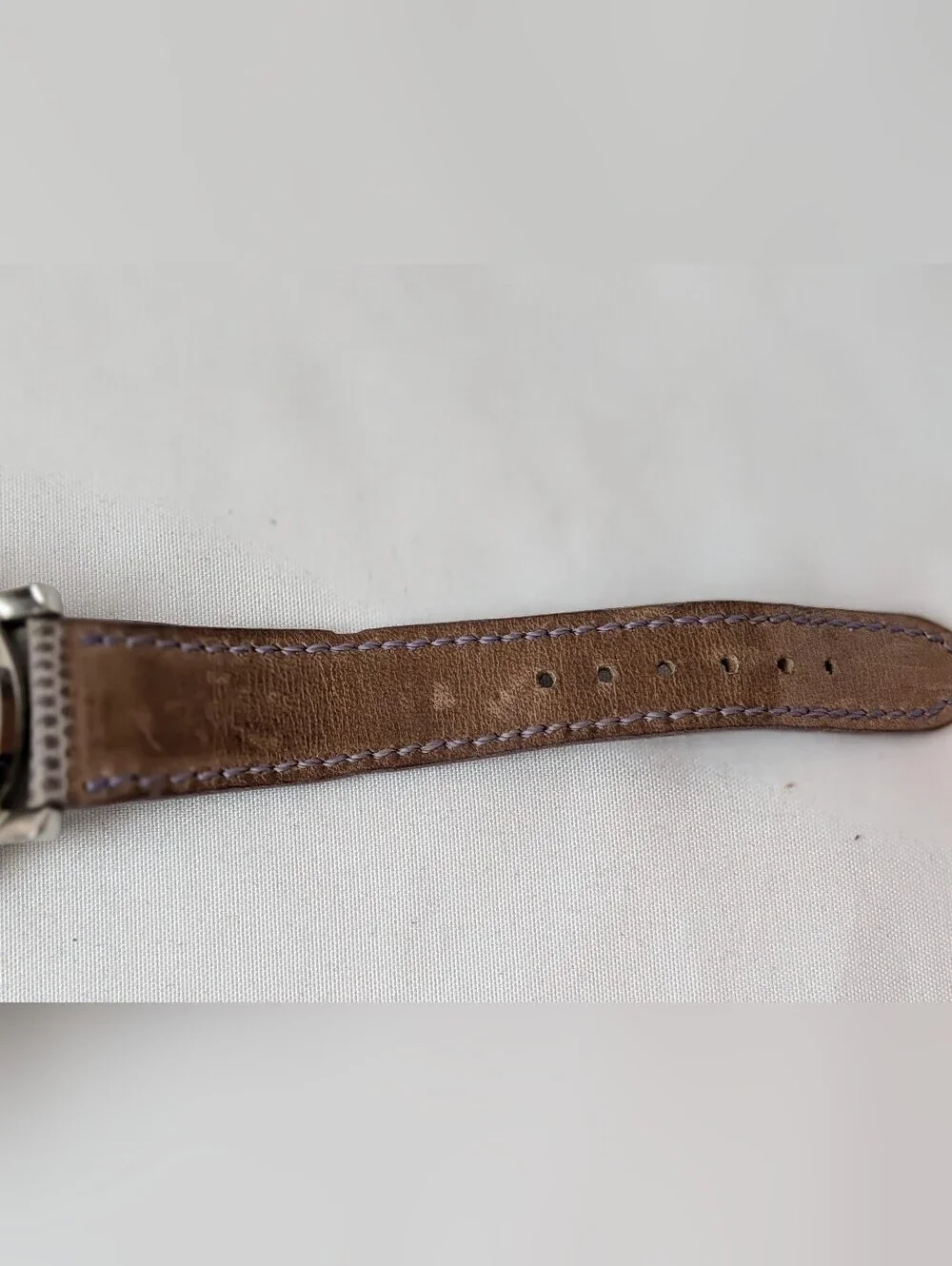 Bulgari Silver Dial Watch with Light Purple Lizard-Texture Leather Strap